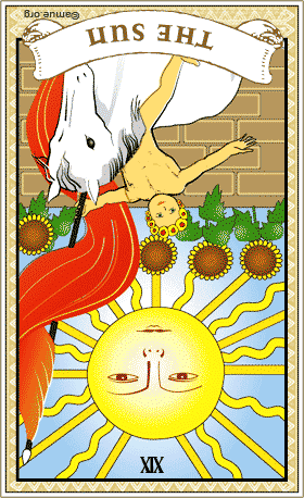 太陽(逆位置)のタロットカード
