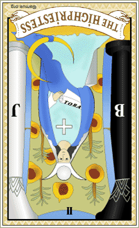 女教皇(逆位置)のタロットカード
