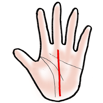 運命線のイラスト：線が手首の中央から上がっている