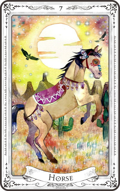 馬のアニマルメディスンカードのイラスト
